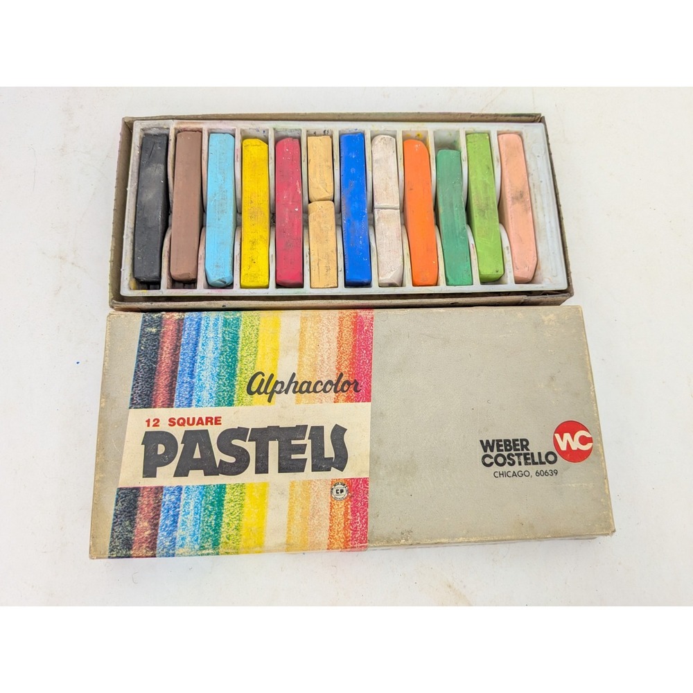 Vintage Alphacolor Pastels Box Of 12 Weber Costello Art Supplies